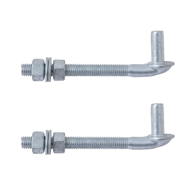 VIVIDA 6"" J-Bolt Post Hinge, J Bolt Gate Hinge with 5/8"" Male Pin, for Chain Link Fence Gate, Galvanized Steel, Nuts & Washers Included, 2 Pack - Image 1